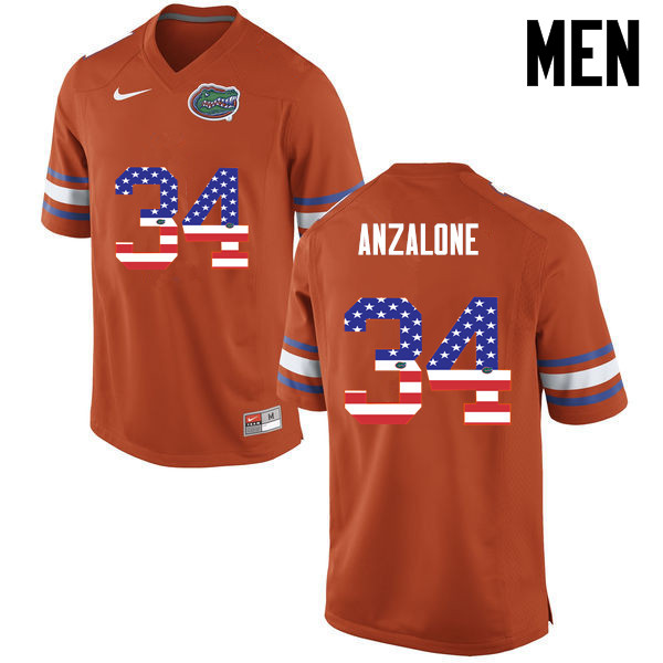 Men Florida Gators #34 Alex Anzalone College Football USA Flag Fashion Jerseys-Orange - Click Image to Close